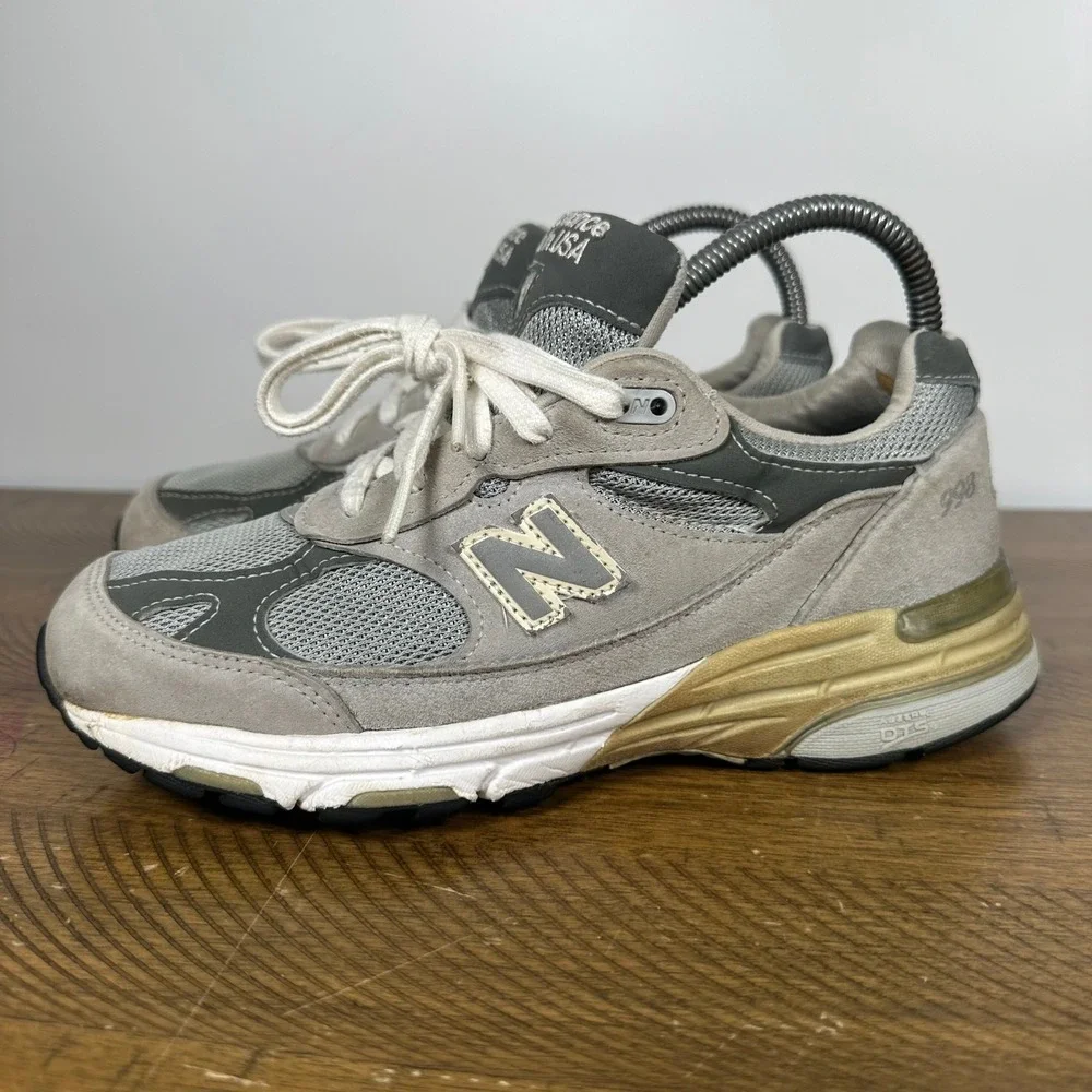 New Balance Shoes Kids 5.5Y Grey 993 Made in USA Suede Running Sneakers Athletic